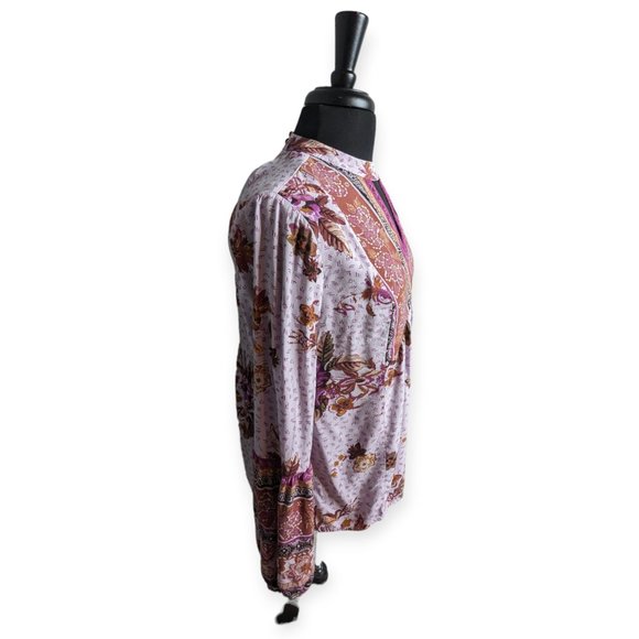 Maurice's Pink & Purple Floral Long Sleeve Blouse Size Medium - Picture 6 of 15